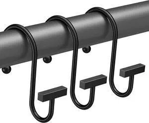 Bathway Shower Curtain Hooks, Black Shower Curtain Rings Rust Proof, 12PCS Shower Hooks for Shower Curtain, T-Bar Design Convenient Elegant Shower Curtain Hangers for Bathroom Kitchen Wardrobe Bathway Shower Curtain Hooks, Black Shower Curtain Rings Rust Proof, 12PCS Shower Hooks for Shower Curtain, T-Bar Design Convenient Elegant Shower Curtain Hangers for Bathroom Kitchen Wardrobe