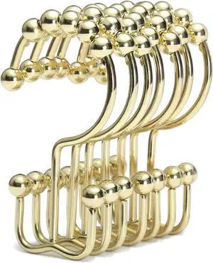 Goowin Shower Curtain Hooks Rings, Stainless Steel Gold Shower Curtain Hooks Rust Proof, Free Sliding Double Shower Hooks for Shower Curtains & Liners (Gold) Goowin Shower Curtain Hooks Rings, Stainless Steel Gold Shower Curtain Hooks Rust Proof, Free Sliding Double Shower Hooks for Shower Curtains & Liners (Gold)