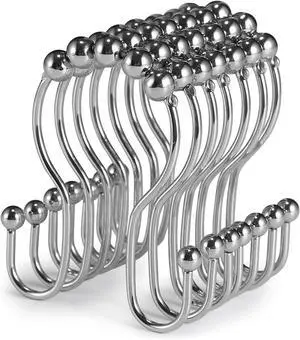 Goowin Shower Curtain Hooks, 12 Pcs Shower Curtain Rings, Stainless Steel Shower Curtain Hangers, Double Hook Shower Curtain Hooks, Smooth Sliding Anti-Drop Shower Rings for Curtain (Chrome) Goowin Shower Curtain Hooks, 12 Pcs Shower Curtain Rings, Stainless Steel Shower Curtain Hangers, Double Hook Shower Curtain Hooks, Smooth Sliding Anti-Drop Shower Rings for Curtain (Chrome)