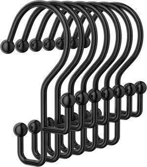 Goowin Shower Curtain Hooks, Black Shower Curtain Hooks Rust Proof, Anti-Drop Metal Shower Curtain Rings Hooks, Double Shower Hooks for Shower Curtain, Shower Rings for Curtain & Liner, Black-12 Pcs Goowin Shower Curtain Hooks, Black Shower Curtain Hooks Rust Proof, Anti-Drop Metal Shower Curtain Rings Hooks, Double Shower Hooks for Shower Curtain, Shower Rings for Curtain & Liner, Black-12 Pcs