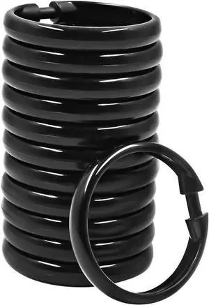 Shower Curtain Rings-12 Pack- Plastic Shower Curtain Hooks O-Shaped Rings Hook Glide Easily on Bathroom Shower Rod(Black) Shower Curtain Rings-12 Pack- Plastic Shower Curtain Hooks O-Shaped Rings Hook Glide Easily on Bathroom Shower Rod(Black)
