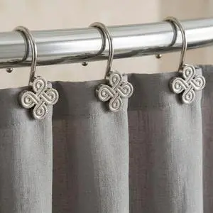 Brushed Nickel Shower Curtain Hooks: Rust Proof Metal Curtain Rings, 12Pcs | Stylish Clover Knot Decorative Shower Hooks, Elegant Flower Hanging Hangers for Shower Rod, Gift for Modern Bathroom Decor Brushed Nickel Shower Curtain Hooks: Rust Proof Metal Curtain Rings, 12Pcs | Stylish Clover Knot Decorative Shower Hooks, Elegant Flower Hanging Hangers for Shower Rod, Gift for Modern Bathroom Decor