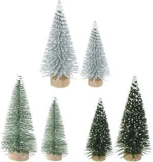 Yahpetes Miniature Christmas Tree 6 Pcs Pine Trees Sisal Trees Snow Frost Ornaments with Wooden Bases for Miniature Scenes, Christmas Crafting and Designing, Mixed Size Yahpetes Miniature Christmas Tree 6 Pcs Pine Trees Sisal Trees Snow Frost Ornaments with Wooden Bases for Miniature Scenes, Christmas Crafting and Designing, Mixed Size