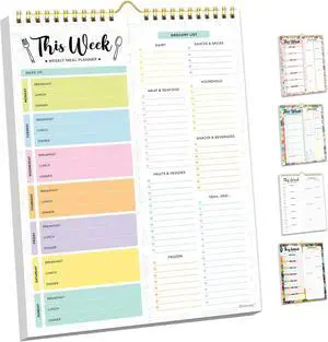 Decorably 52 Sheets Pastel Rainbow Undated Magnetic Weekly Meal Planner | 8.5x11in Grocery List Notepad Meal Planner with 4 Strong Magnets - Spring-Bound, Refrigerator Mountable, Easy Tear-Off Design Decorably 52 Sheets Pastel Rainbow Undated Magnetic Weekly Meal Planner | 8.5x11in Grocery List Notepad Meal Planner with 4 Strong Magnets - Spring-Bound, Refrigerator Mountable, Easy Tear-Off Design