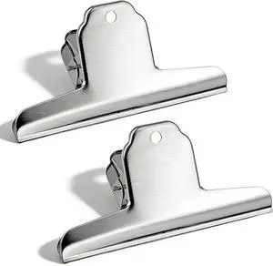 2 Pack Extra Large Bull Clips - 6.3 Inch Wide Stainless Steel Dog Food Bag Clips, Strong Clamping Force Bags Clipes, Durabledd Large Hinge Clip for Office, School, Kitchen, and Home Use 2 Pack Extra Large Bull Clips - 6.3 Inch Wide Stainless Steel Dog Food Bag Clips, Strong Clamping Force Bags Clipes, Durabledd Large Hinge Clip for Office, School, Kitchen, and Home Use