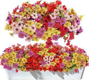 24 Colorful Bundles Artificial Fake Plants Flowers for Outdoor | Realistic Plastic Silk Spring Summer Flowers, Daisy and Petunia Hanging Planters for Garden Porch Window Box Yard 24 Colorful Bundles Artificial Fake Plants Flowers for Outdoor | Realistic Plastic Silk Spring Summer Flowers, Daisy and Petunia Hanging Planters for Garden Porch Window Box Yard