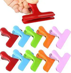 Chip Clips 10 Pack, 3 Inches Wide Metal Bag Clips for Bread & Food Packages, 10 Pieces in 5 Colors. Heavy Duty Air Tight Seal Kitchen Clamps and Paper Clamps Chip Clips 10 Pack, 3 Inches Wide Metal Bag Clips for Bread & Food Packages, 10 Pieces in 5 Colors. Heavy Duty Air Tight Seal Kitchen Clamps and Paper Clamps