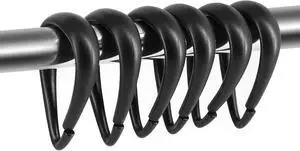 Top-spring Black Shower Curtain Hooks 12Pcs Drop Shaped Hooks for Shower | Rust-Proof, Easy Snap Closure, Plastic Shower Curtain Rings, for Curtain Bathroom Rod Top-spring Black Shower Curtain Hooks 12Pcs Drop Shaped Hooks for Shower | Rust-Proof, Easy Snap Closure, Plastic Shower Curtain Rings, for Curtain Bathroom Rod