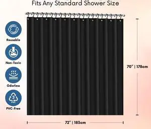 Bath Elements Heavy Duty Magnetized Shower Curtain Liner(Black) Bath Elements Heavy Duty Magnetized Shower Curtain Liner(Black)