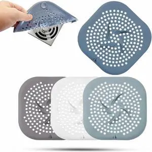 5.9" Square Drain Cover with Suction Cups, Hair Catcher, 4 Pack | For Shower, Bathroom & Sink, Flat Design with Suction Cups, Helps Keep Drains Clear 5.9" Square Drain Cover with Suction Cups, Hair Catcher, 4 Pack | For Shower, Bathroom & Sink, Flat Design with Suction Cups, Helps Keep Drains Clear