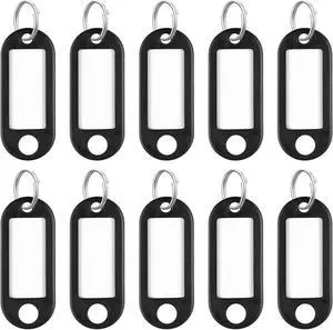 Uniclife 10 Pieces Key Tags 2 Inch Soft Plastic Key Chain Tags with Blank Paper Labels Clear Windows Protective Films and Split Rings Flexible Item Identifiers, Black Uniclife 10 Pieces Key Tags 2 Inch Soft Plastic Key Chain Tags with Blank Paper Labels Clear Windows Protective Films and Split Rings Flexible Item Identifiers, Black