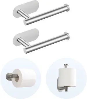 2 Packs Toilet Paper Holder No-Drill Self-Adhesive Towel Rack Stainless Steel Waterproof Rustproof Roll Paper Holder for Bathroom Washroom RVs (Brushed Silver) 2 Packs Toilet Paper Holder No-Drill Self-Adhesive Towel Rack Stainless Steel Waterproof Rustproof Roll Paper Holder for Bathroom Washroom RVs (Brushed Silver)