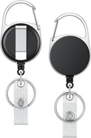 Uniclife 2 Pack Retractable Keychain, Retractable Badge Reel, Heavy Duty Badge Holder Clip for Keys and ID Card, Black Key Chain Extender with Carabiner Belt Swivel Clip and Key Ring Uniclife 2 Pack Retractable Keychain, Retractable Badge Reel, Heavy Duty Badge Holder Clip for Keys and ID Card, Black Key Chain Extender with Carabiner Belt Swivel Clip and Key Ring