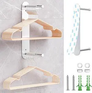 Hanger Holder for Laundry Room, Wall Mounted Clothes Hanger Organizer Stacker, Metal Space Saving Hangers Storage Rack for Washing Machine Dryer (Silver, 1Pc) Hanger Holder for Laundry Room, Wall Mounted Clothes Hanger Organizer Stacker, Metal Space Saving Hangers Storage Rack for Washing Machine Dryer (Silver, 1Pc)