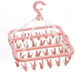 SteelFever Clothes Drying Hanger with 32 Clips, Foldable Hanging Drying Rack for Clothes Underwear Socks (Light Pink) SteelFever Clothes Drying Hanger with 32 Clips, Foldable Hanging Drying Rack for Clothes Underwear Socks (Light Pink)