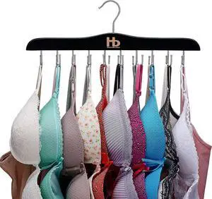 Large Bra Hanger and Bra Organizer for Closet Tank Top Hanger Space Saving for House, Dorm, Apartment - Foldable Wooden for Closet Organizer with 20 Hook - Lotus Wood, Black, 1 Pack Large Bra Hanger and Bra Organizer for Closet Tank Top Hanger Space Saving for House, Dorm, Apartment - Foldable Wooden for Closet Organizer with 20 Hook - Lotus Wood, Black, 1 Pack