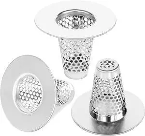 Dayker 3PCS Bathroom Sink Drain Strainers, Stainless Steel Hair Catcher | Cone Shaped Floor Drain Replacement Fit Hole Size 1.2"-1.6", for Laundry Floor Drain, Bathtub Kitchen Slop Basket Filter Trap Dayker 3PCS Bathroom Sink Drain Strainers, Stainless Steel Hair Catcher | Cone Shaped Floor Drain Replacement Fit Hole Size 1.2"-1.6", for Laundry Floor Drain, Bathtub Kitchen Slop Basket Filter Trap