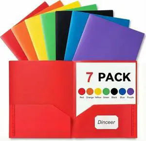 7 Pack Heavy Duty Plastic 2 Pocket Folders, No Prongs, Letter Size, Dinceer | heavy-duty plastic folders with 2 pockets, no prongs, letter-size fit, and assorted colors for easy organization. 7 Pack Heavy Duty Plastic 2 Pocket Folders, No Prongs, Letter Size, Dinceer | heavy-duty plastic folders with 2 pockets, no prongs, letter-size fit, and assorted colors for easy organization.