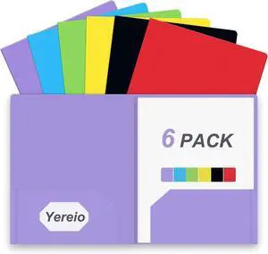 Folders with Pockets, 6 Pack Plastic Two Pockets | Assorted Colors, Heavy Duty Poly Material, Business Card Slot, Letter-Size Documents, Back to School, Office & Home Use Folders with Pockets, 6 Pack Plastic Two Pockets | Assorted Colors, Heavy Duty Poly Material, Business Card Slot, Letter-Size Documents, Back to School, Office & Home Use