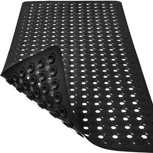 TEESHLY Bath Mat for Tub & Shower, Non Slip Soft Bathmat with Suction Cups & Drain Holes, Machine Washable Bathtub Floor Liner Mats for Bathroom, 35x16 Inch, Black TEESHLY Bath Mat for Tub & Shower, Non Slip Soft Bathmat with Suction Cups & Drain Holes, Machine Washable Bathtub Floor Liner Mats for Bathroom, 35x16 Inch, Black