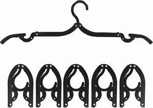 6PCS Portable Folding Clothes Hangers Clothes Drying Rack for Travel (Black) 6PCS Portable Folding Clothes Hangers Clothes Drying Rack for Travel (Black)