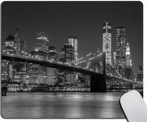 Mouse Pad,Brooklyn Bridge New York Cityscape Manhattan Skyline Night Mouse Pad, Mouse Mat Square Mouse Pad Non-Slip Rubber Base MousePads for Office Laptop, 9.5"x7.9"x0.12" Inch Mouse Pad,Brooklyn Bridge New York Cityscape Manhattan Skyline Night Mouse Pad, Mouse Mat Square Mouse Pad Non-Slip Rubber Base MousePads for Office Laptop, 9.5"x7.9"x0.12" Inch