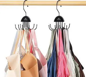 2 Pack Tank Top Hanger, Bra Organizer Hanging 360°Rotatable Bra Hangers for Closet Organizer, Space Saving Max 48 Storage Capacity Tank Top Holder for Sports Bras, Black 2 Pack Tank Top Hanger, Bra Organizer Hanging 360°Rotatable Bra Hangers for Closet Organizer, Space Saving Max 48 Storage Capacity Tank Top Holder for Sports Bras, Black