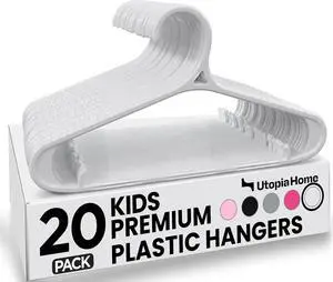 Utopia Home Kids Hangers 20 Pack 11 Inch Non-Slip Baby Hangers White | Non-slip shoulder grooves | Strap hooks | Pants bar | Ideal for children's & infant clothes Utopia Home Kids Hangers 20 Pack 11 Inch Non-Slip Baby Hangers White | Non-slip shoulder grooves | Strap hooks | Pants bar | Ideal for children's & infant clothes