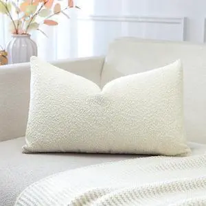 OTOSTAR Set of 1 Textured Boucle Throw Pillow Covers Lumbar Pillow Cases Cozy Soft Decorative Couch Cushion Case for Chair Sofa Bedroom Living Room Home Decor 12 x 20 Inch, Cream Beige OTOSTAR Set of 1 Textured Boucle Throw Pillow Covers Lumbar Pillow Cases Cozy Soft Decorative Couch Cushion Case for Chair Sofa Bedroom Living Room Home Decor 12 x 20 Inch, Cream Beige