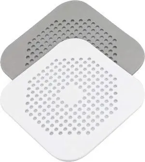 Drain Hair Catcher 2 Packs, Shower/Bathtub Drain Cover, Silicone Hair Catcher for Shower, Square Drain Stopper for Tub,Kitchen,Bathroom Gray/White Drain Hair Catcher 2 Packs, Shower/Bathtub Drain Cover, Silicone Hair Catcher for Shower, Square Drain Stopper for Tub,Kitchen,Bathroom Gray/White