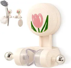 Handheld Shower Head Holder - Adjustable Suction Cup Bracket for Bathroom Wall Mount with Hook for Towels,Shower Ball,Shower Loofah, Medium, White Handheld Shower Head Holder - Adjustable Suction Cup Bracket for Bathroom Wall Mount with Hook for Towels,Shower Ball,Shower Loofah, Medium, White