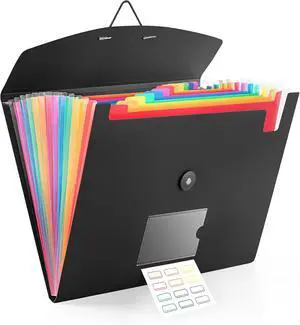 13 Pocket Accordion File Organizer with Elastic Closure, Expanding File Folder for Letter Size A4 Papers, Ideal for Home, Office Supplies, College Essentials - Black 13 Pocket Accordion File Organizer with Elastic Closure, Expanding File Folder for Letter Size A4 Papers, Ideal for Home, Office Supplies, College Essentials - Black