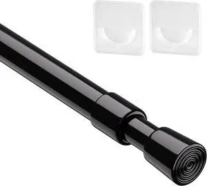 KXLife 1 Pack Spring Tension Curtain Rod 28-40 inch, 5/8" Diameter, Adjustable Small Curtain Rod No Drilling, Expandable Spring Loaded Tension Rod for Doors and Windows, Black KXLife 1 Pack Spring Tension Curtain Rod 28-40 inch, 5/8" Diameter, Adjustable Small Curtain Rod No Drilling, Expandable Spring Loaded Tension Rod for Doors and Windows, Black