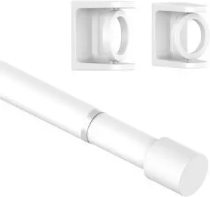 Spring Loaded Tension Rods 24-36 Inch, Adjustable Pressure Expandable White Tension Curtain Rod No Drilling for Windows, Kitchen, Doorway, Bathroom, Closet Spring Loaded Tension Rods 24-36 Inch, Adjustable Pressure Expandable White Tension Curtain Rod No Drilling for Windows, Kitchen, Doorway, Bathroom, Closet