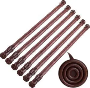 SIQUK Cupboard Bar Adjustable Spring Tension Rods Wood Grain Extendable Rod | 6 Pack, 12 to 20 Inches SIQUK Cupboard Bar Adjustable Spring Tension Rods Wood Grain Extendable Rod | 6 Pack, 12 to 20 Inches