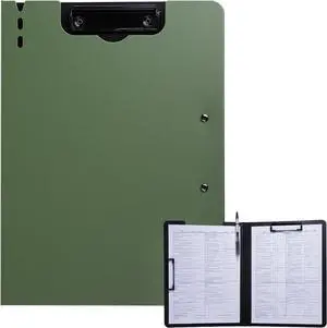 FRETONBA Clipboard Folder, A4 Foldable Clipboard with Horizontal and Vertical Double Metal Clips, 360 Degree Foldable Binder Clipboards with Pen Holder, File Cover Work Folder Clipboards, Green FRETONBA Clipboard Folder, A4 Foldable Clipboard with Horizontal and Vertical Double Metal Clips, 360 Degree Foldable Binder Clipboards with Pen Holder, File Cover Work Folder Clipboards, Green