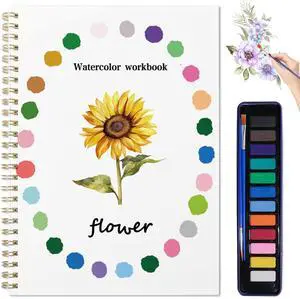 Watercolor Workbook for Adults - Watercolor Sketchbook with 12 Beginner-Friendly Sketched Illustrations, Lay-Flat Spiral Pages, 120lb Premium Watercolor Paper (Flowers) Watercolor Workbook for Adults - Watercolor Sketchbook with 12 Beginner-Friendly Sketched Illustrations, Lay-Flat Spiral Pages, 120lb Premium Watercolor Paper (Flowers)