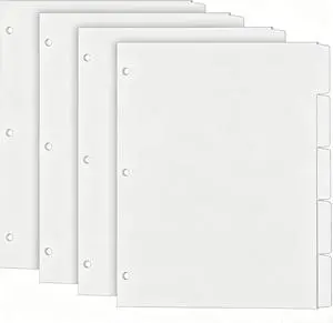 Binder Dividers for 3 Ring Binder, 1/5 Cut Tabs, Letter Size Blank Dividers | Write On Page with 5 Big Tabs for School Office Home , 4 Sets, 20 Dividers, White Binder Dividers for 3 Ring Binder, 1/5 Cut Tabs, Letter Size Blank Dividers | Write On Page with 5 Big Tabs for School Office Home , 4 Sets, 20 Dividers, White