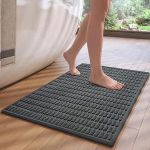 Bath Mat Super Soft Absorbent Bathroom Rugs 16"x24",Dark Grey | No Slip Rubber BackingMachine Washable Quick DryBathroom mats for Floor, Tub and Shower,Thin Fit Under Door Bath Mat Super Soft Absorbent Bathroom Rugs 16"x24",Dark Grey | No Slip Rubber BackingMachine Washable Quick DryBathroom mats for Floor, Tub and Shower,Thin Fit Under Door