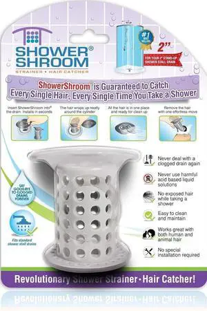 ShowerShroom the Revolutionary 2" Stand-Up Shower Stall Drain Protector Hair Catcher/Strainer, Gray , 1 Count ( Pack of 1) ShowerShroom the Revolutionary 2" Stand-Up Shower Stall Drain Protector Hair Catcher/Strainer, Gray , 1 Count ( Pack of 1)