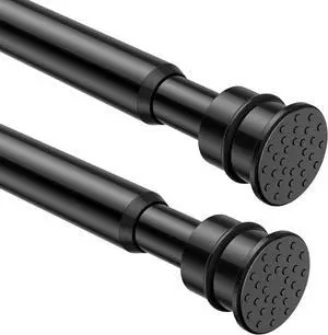 Tension Curtain Rod 26 to 48 Inch Adjustable Tension Rods 2 Pack Expandable Spring Tension Rod Black No Drilling for Closet Kitchen Cupboard Wardrobe Door Bookshelf DIY Projects Tension Curtain Rod 26 to 48 Inch Adjustable Tension Rods 2 Pack Expandable Spring Tension Rod Black No Drilling for Closet Kitchen Cupboard Wardrobe Door Bookshelf DIY Projects