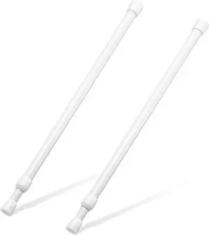 Tension Rod 16 to 28 Inch, Goowin Small Tension Rod, 5/8" Diameter No Drilling Expandable Short Tension Rods Spring Rods, Tension Rods for Closet, Cupboard, Hanging Clothes, 2 Pack, White Tension Rod 16 to 28 Inch, Goowin Small Tension Rod, 5/8" Diameter No Drilling Expandable Short Tension Rods Spring Rods, Tension Rods for Closet, Cupboard, Hanging Clothes, 2 Pack, White