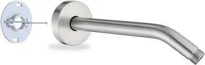 10 Inch Shower Arm with Flange and Stabilizer Bracket, Wall Mounted Shower Pipe Arm 304 Stainless Steel For Fixed Shower Head & Handheld Showerhead, Brushed Nickel 10 Inch Shower Arm with Flange and Stabilizer Bracket, Wall Mounted Shower Pipe Arm 304 Stainless Steel For Fixed Shower Head & Handheld Showerhead, Brushed Nickel