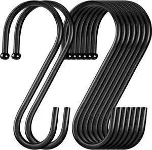 ESFUN 24 Pack S Hooks, 3.5 Inch Heavy Duty S Hooks for Hanging Plant, Large Closet Rod Hooks for Jeans Bags, Black Metal S Shaped Hook for Plant Basket, Pots Pans Wire Shelf Rack, Utensils, Towels ESFUN 24 Pack S Hooks, 3.5 Inch Heavy Duty S Hooks for Hanging Plant, Large Closet Rod Hooks for Jeans Bags, Black Metal S Shaped Hook for Plant Basket, Pots Pans Wire Shelf Rack, Utensils, Towels