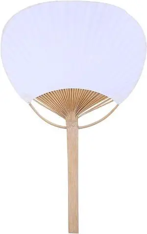 Kopida White Paddle Fan, Blank Pattern Summer Bamboo Hand Paper With Long Handle, Decorative Chinese for Home Desk Ornament Kopida White Paddle Fan, Blank Pattern Summer Bamboo Hand Paper With Long Handle, Decorative Chinese for Home Desk Ornament