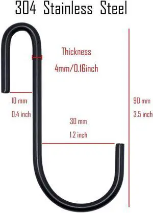 Heavy Duty S Hooks, Stainless Steel Rack Hooks Hanging Hangers S Shaped Hooks for Pan Pot Clothes Towel Bag Robe Plants (Black, 10 Pack) Heavy Duty S Hooks, Stainless Steel Rack Hooks Hanging Hangers S Shaped Hooks for Pan Pot Clothes Towel Bag Robe Plants (Black, 10 Pack)