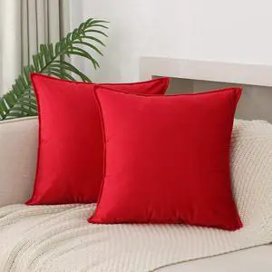 JIAHANNHA Velvet Red Throw Pillow Covers 18x18Pack of 2 Soft Decorative | Square Cushion Covers for Couch Sofa Bed Livingroom Car Home Decor,45x45Cm JIAHANNHA Velvet Red Throw Pillow Covers 18x18Pack of 2 Soft Decorative | Square Cushion Covers for Couch Sofa Bed Livingroom Car Home Decor,45x45Cm