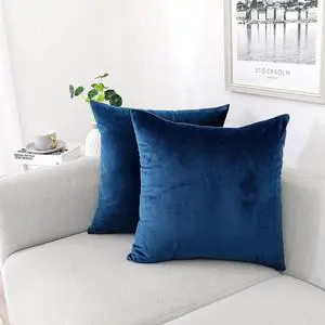 NiNi ALL Blue Velvet Throw Pillow Covers 18x18 Pack of 2 Decorative Couch | Soft Solid Boho Cushion Squar Pillow Cases for Chair Sofa Bedroom Farmhouse Living room Modern Luxury Home Decor Christmas NiNi ALL Blue Velvet Throw Pillow Covers 18x18 Pack of 2 Decorative Couch | Soft Solid Boho Cushion Squar Pillow Cases for Chair Sofa Bedroom Farmhouse Living room Modern Luxury Home Decor Christmas