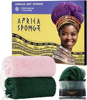 Afro Scrubber African Net Sponge - 2 Pieces Authentic African Wash Cloths - Exfoliating Body Sponges for Showering Forest & BabyPink - Back Scrub Exfoliator Shower Loofah for Body Bath Accessories Afro Scrubber African Net Sponge - 2 Pieces Authentic African Wash Cloths - Exfoliating Body Sponges for Showering Forest & BabyPink - Back Scrub Exfoliator Shower Loofah for Body Bath Accessories