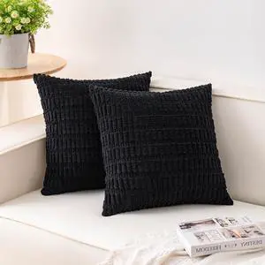 Aegero Pack of 2 Corduroy Decorative Throw Pillow Covers 18x18 Inch, Black | Fall Soft Striped Pillow Covers Modern Farmhouse Home Decor Christmas Throw Pillow Covers for Sofa Living Room Couch Bed Aegero Pack of 2 Corduroy Decorative Throw Pillow Covers 18x18 Inch, Black | Fall Soft Striped Pillow Covers Modern Farmhouse Home Decor Christmas Throw Pillow Covers for Sofa Living Room Couch Bed